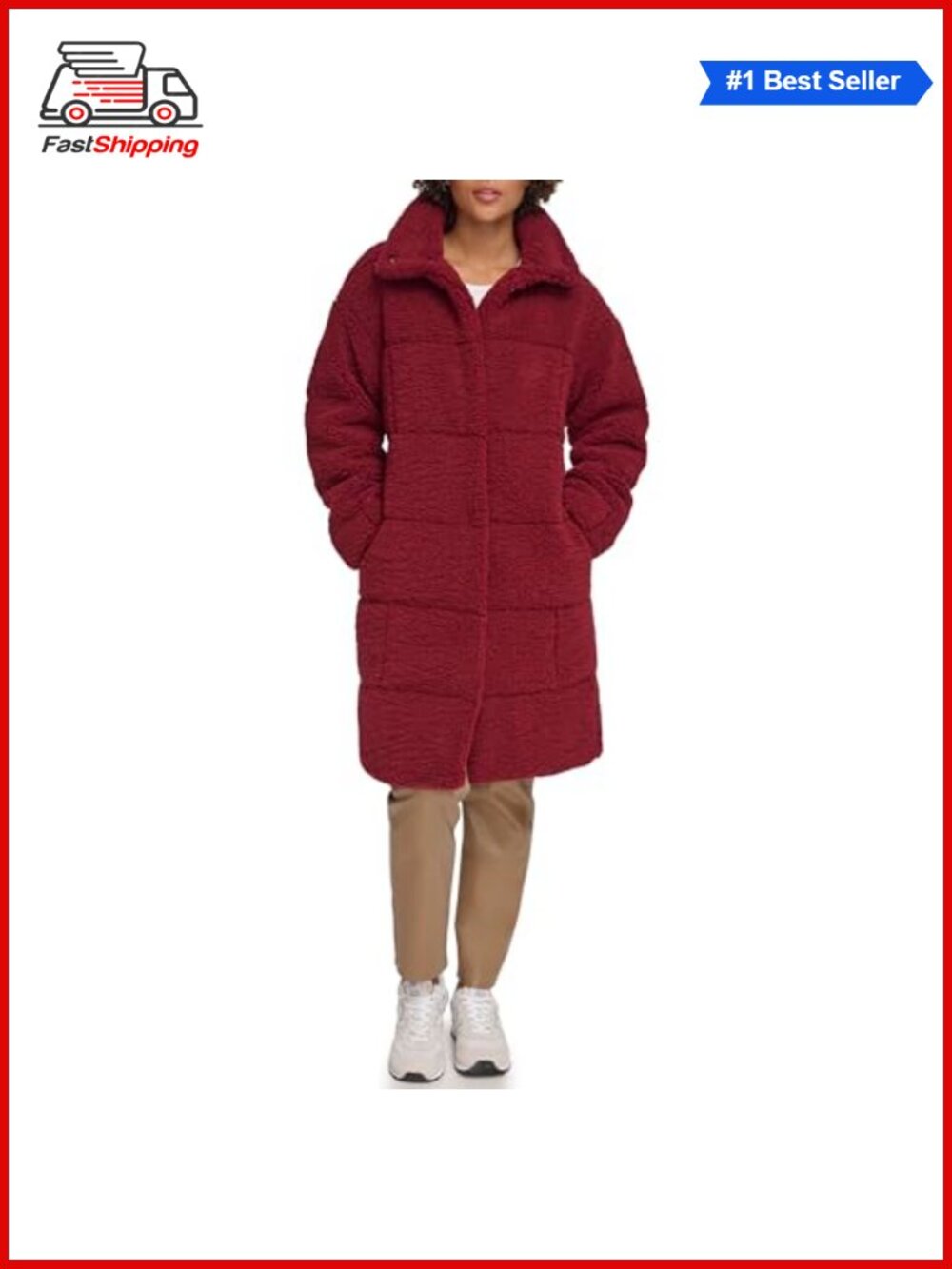 ✨ Levi's Women's Patchwork Quilted Teddy Coat Sherpa Snap Button Long Sleeve